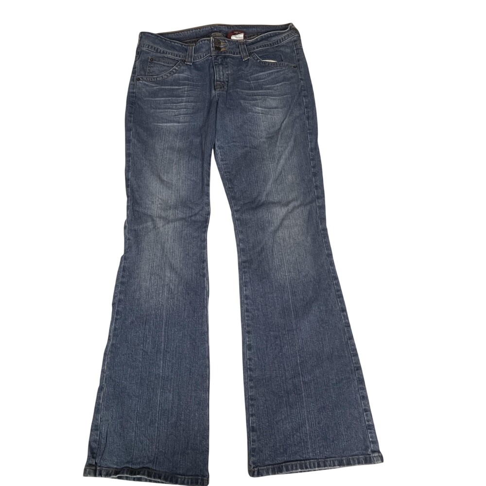 BONGO Jeans Womens 13 Blue Bootcut Flare Stretch Denim Back Flap Pockets Y2K
